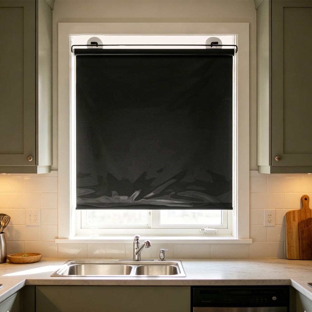Blackout Window Drape Glare Reduction Shade Portable Shades Suction Cups