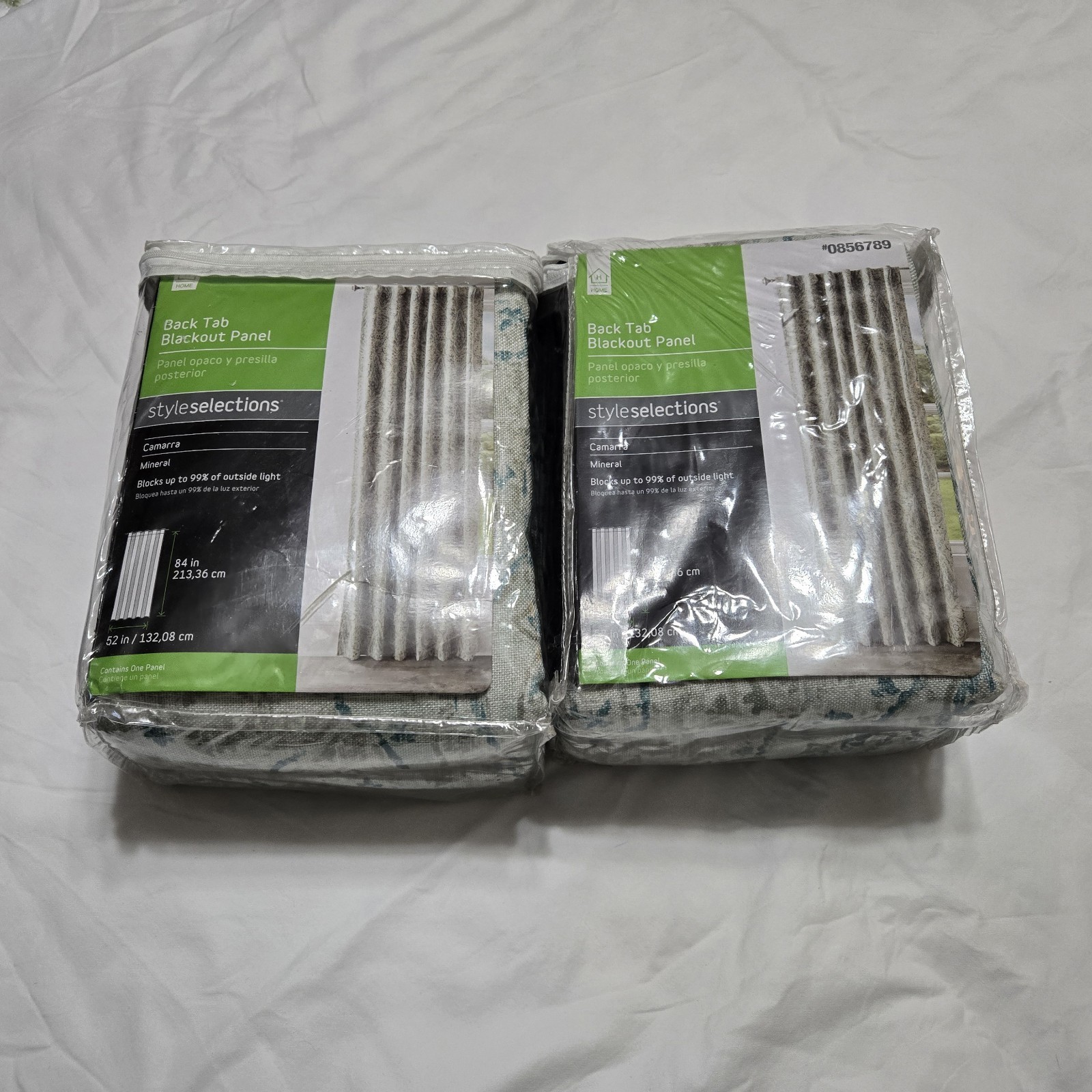 Style Selections Camarra Mineral Blackout Curtain Panel 52×84 Back Tab Set of 2