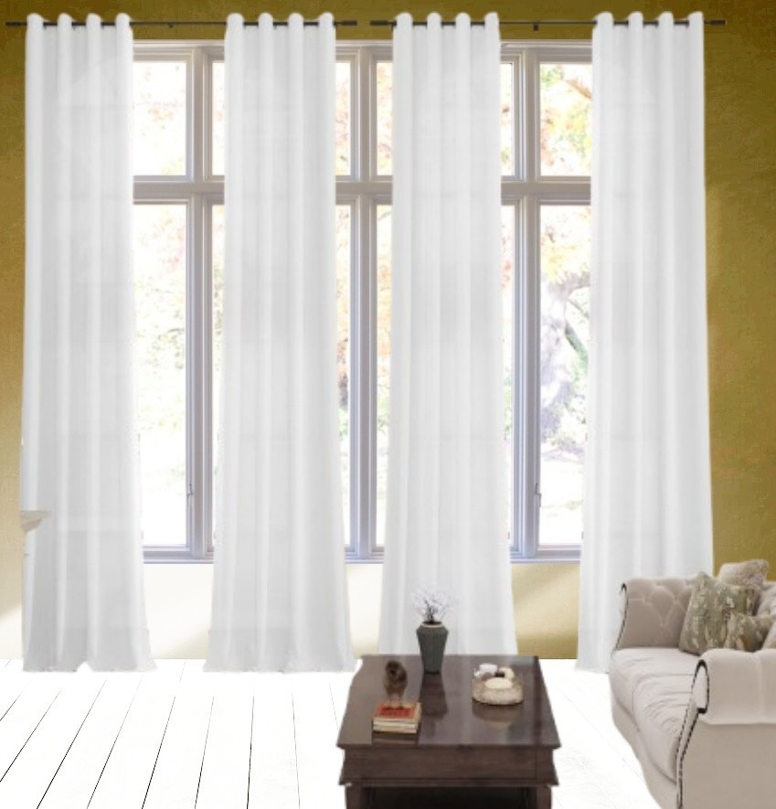 White w/Grommet Window Curtains 2PC Drapes Modern Tall Panel 55″ wide x120″ long