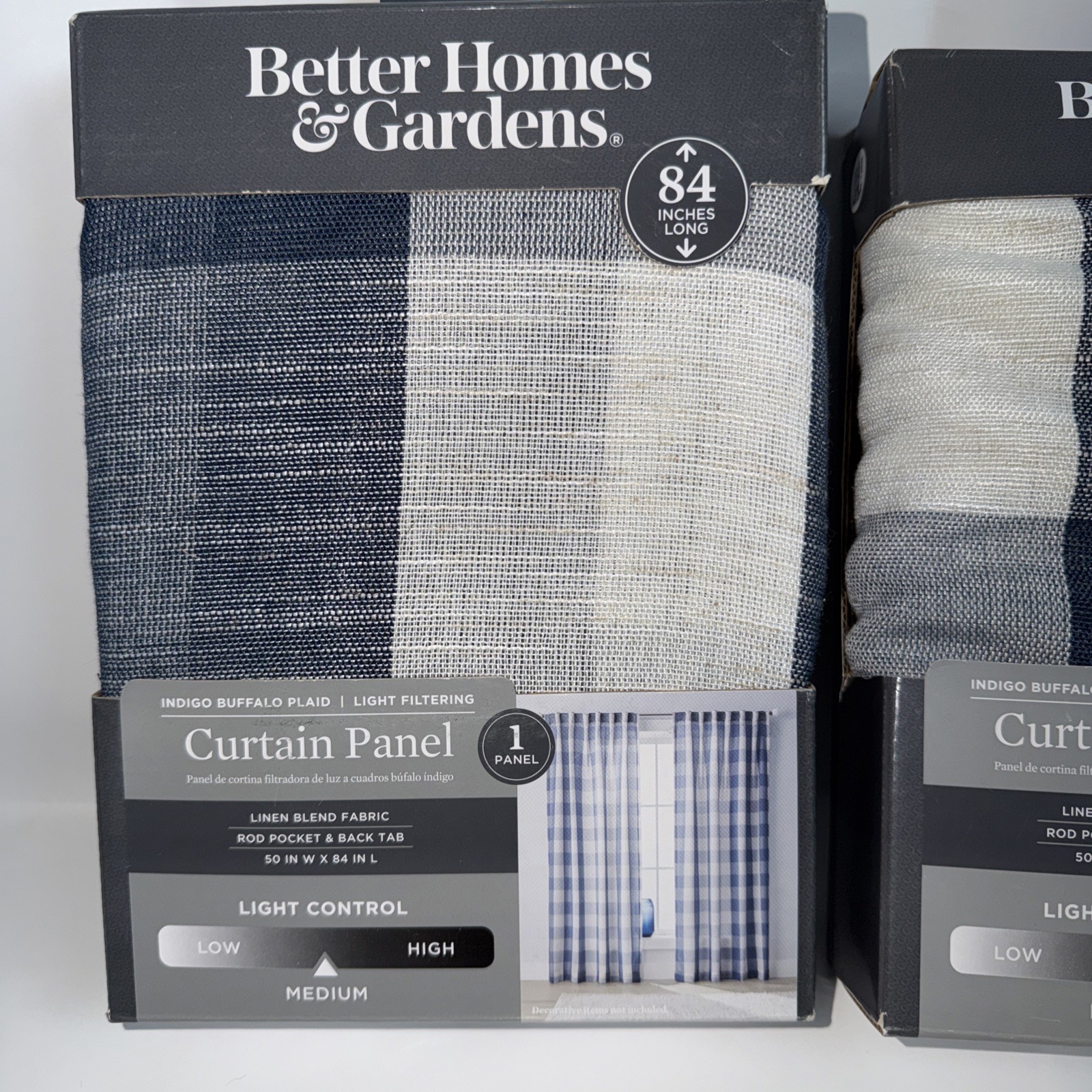 Better Homes and Gardens Curtain Panels Indigo Medium Light Control 50 X 84
