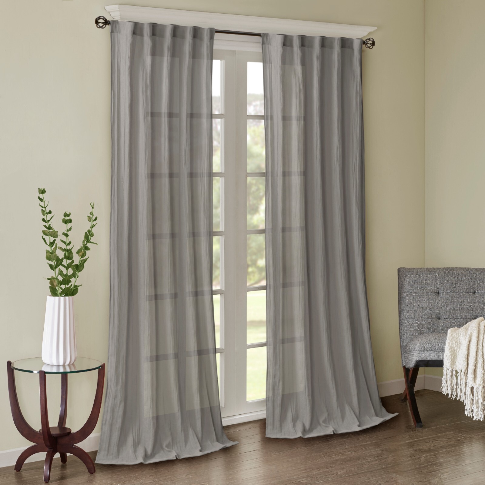 Madison Park Harper Solid Crushed Curtain Panel Pair 42 x 95 42×63 42×95 42×84