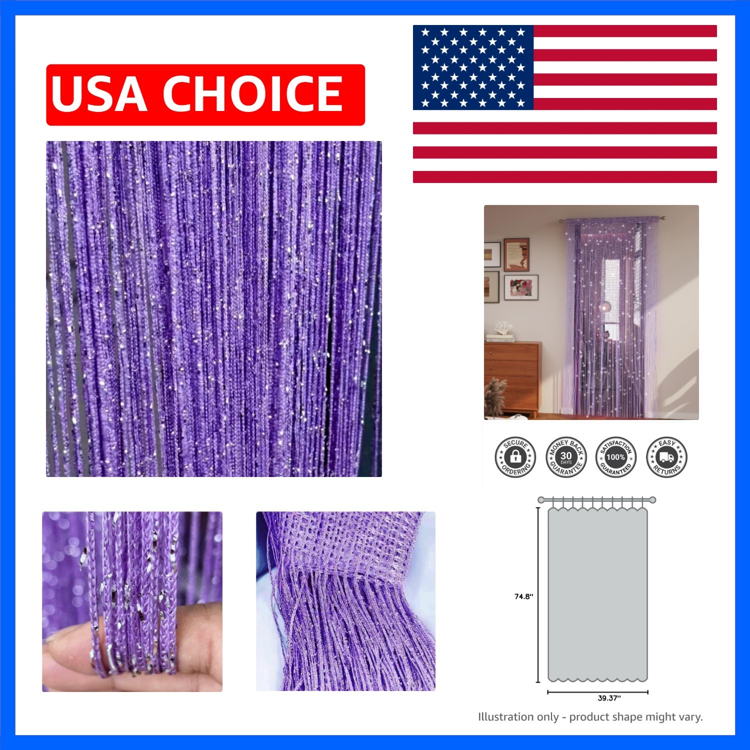 Decorative Door String Curtain Wall Panel Fringe Window Room Divider Blind Di…