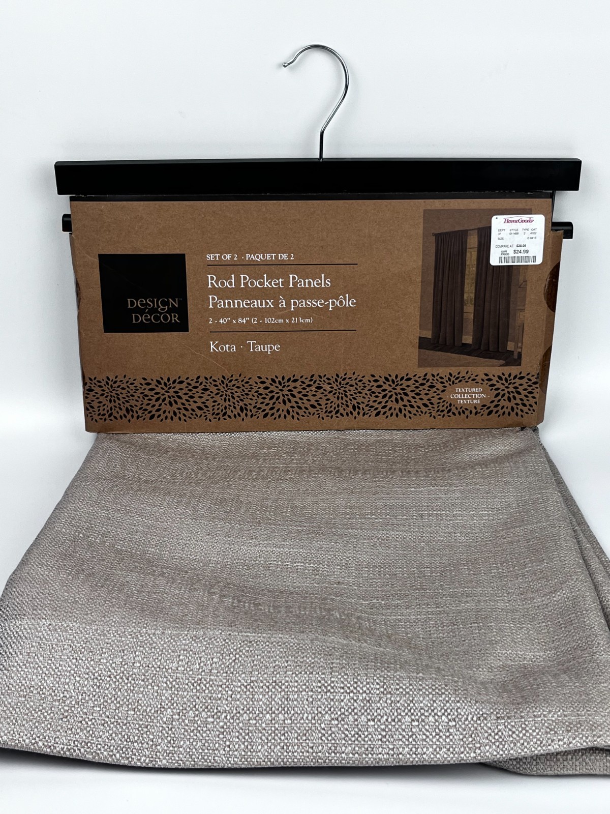 New Design Decor Set of 2 Rod Pocket Panels 40″x84″ Each ~ Textured Kota Taupe