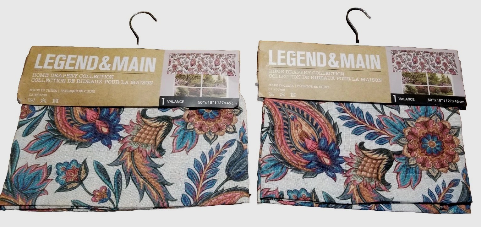 2 Paisley Window Valances Legend And Main Large Rod Pocket 50in x 18in New