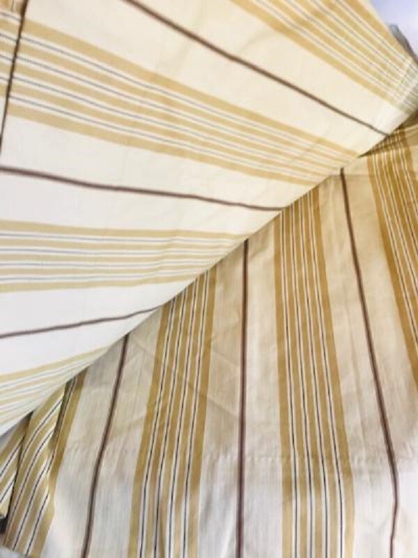 Pottery Barn French Stripe Drapes Set 2 Neutral Gold 50x 84 Curtains Rare More+
