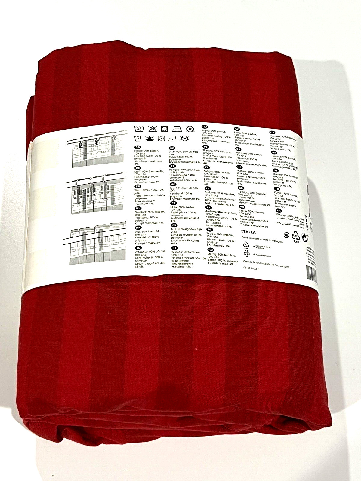 Ikea VINTERFINT Curtains 2 Panels (1 pair) 57″ x 98″ Red Striped Cotton/Jute