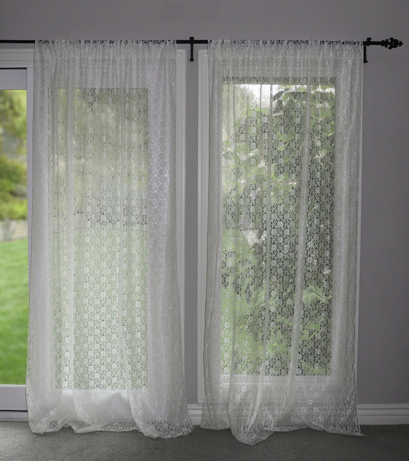 Floral Lace Sheer Curtain Window Panel 58″ Wide