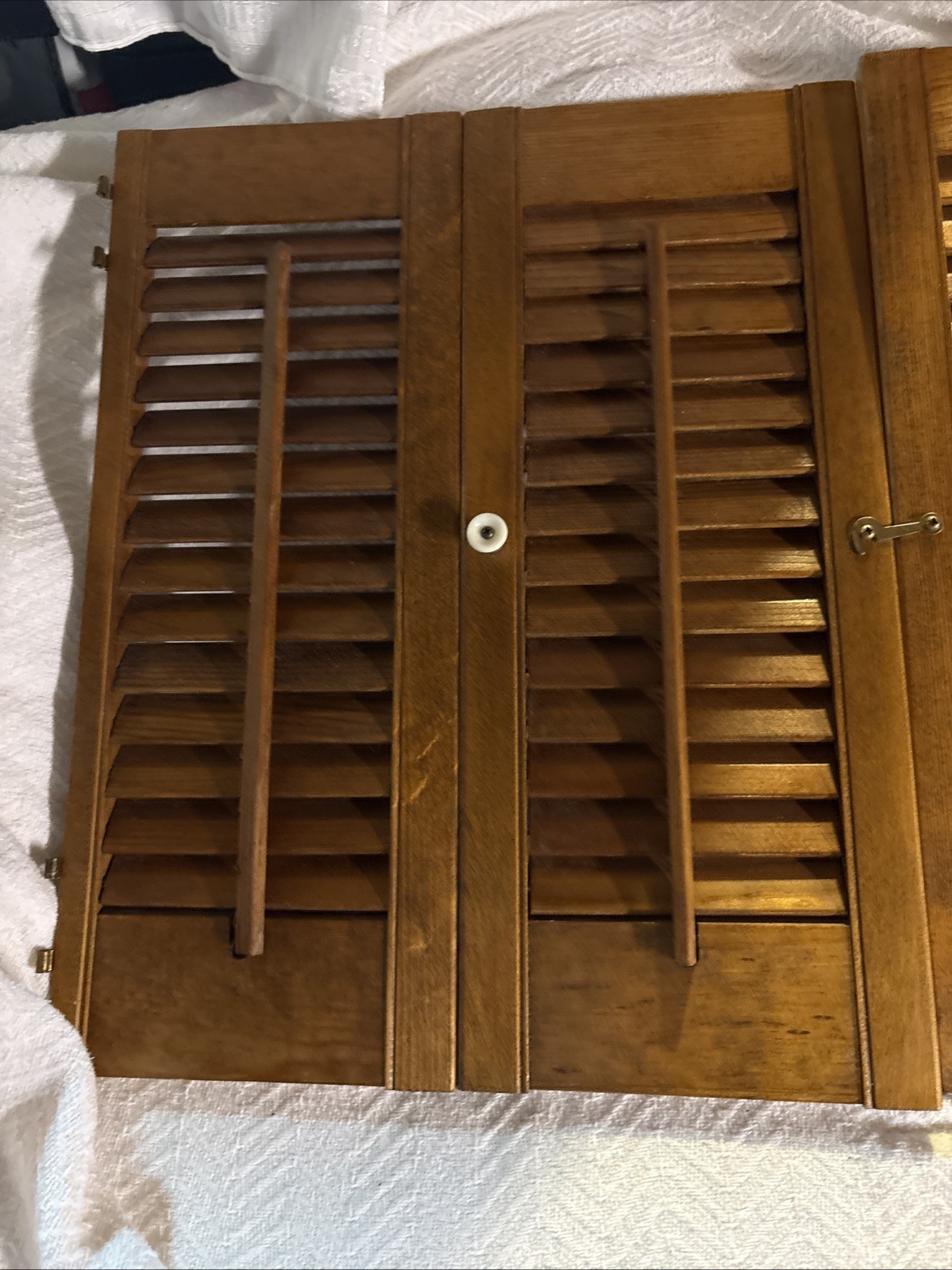 Vintage Plantation Window Shutters Set 19″x 15 1/4 “Wood Interior Louver Brown