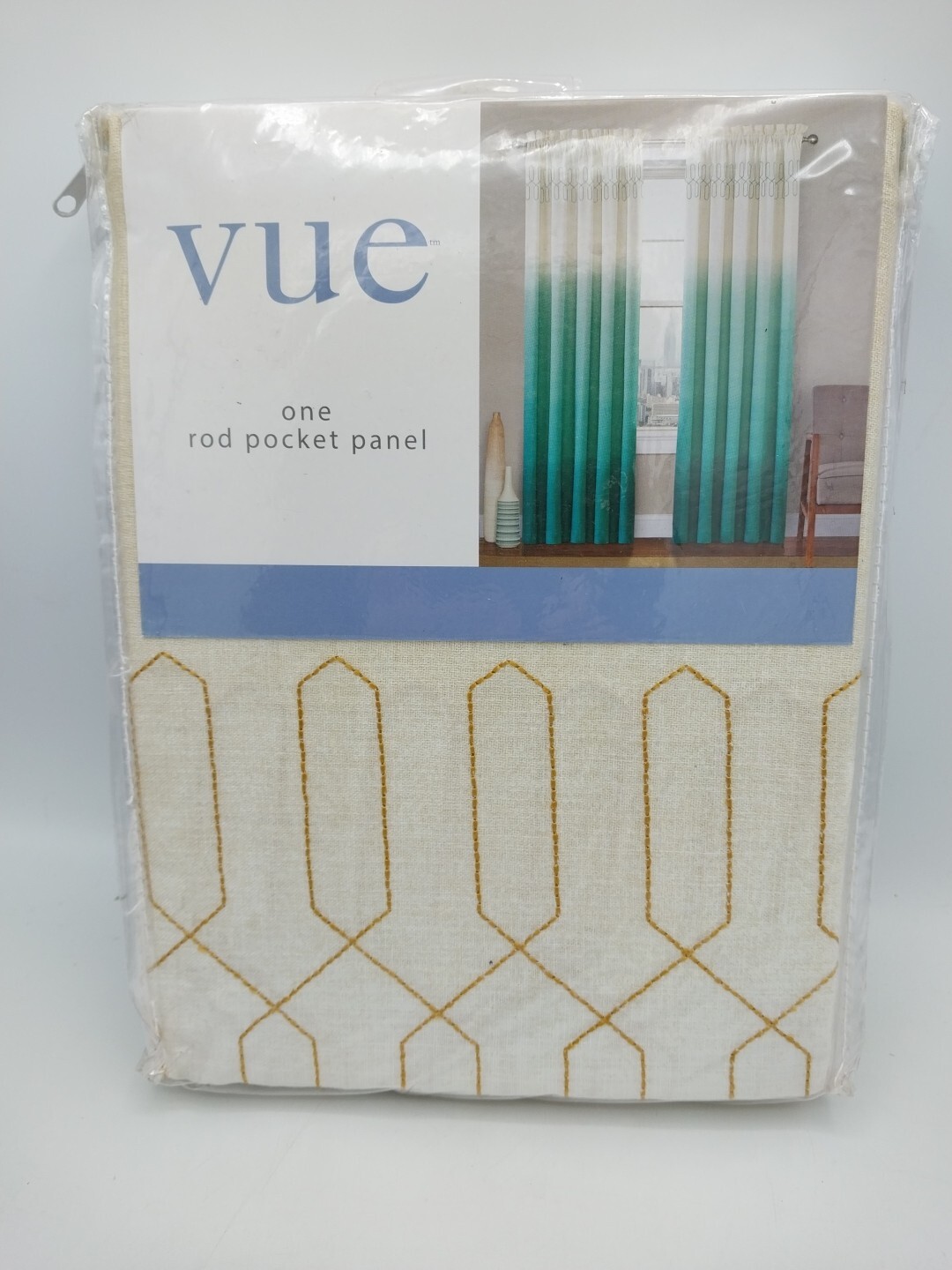Vue Rod Pocket Panel Curtain 52 x 63in Arashi Ombre Gold 100% Cotton