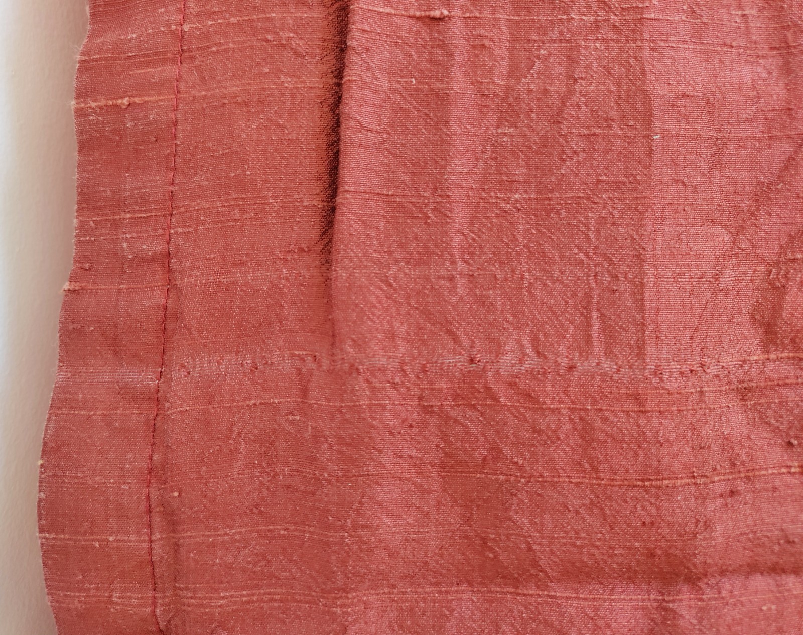 Oxblood Red 100% Silk Drapery Panel 40×78 Lined Rod Pocket Curtain Vintage 1990s