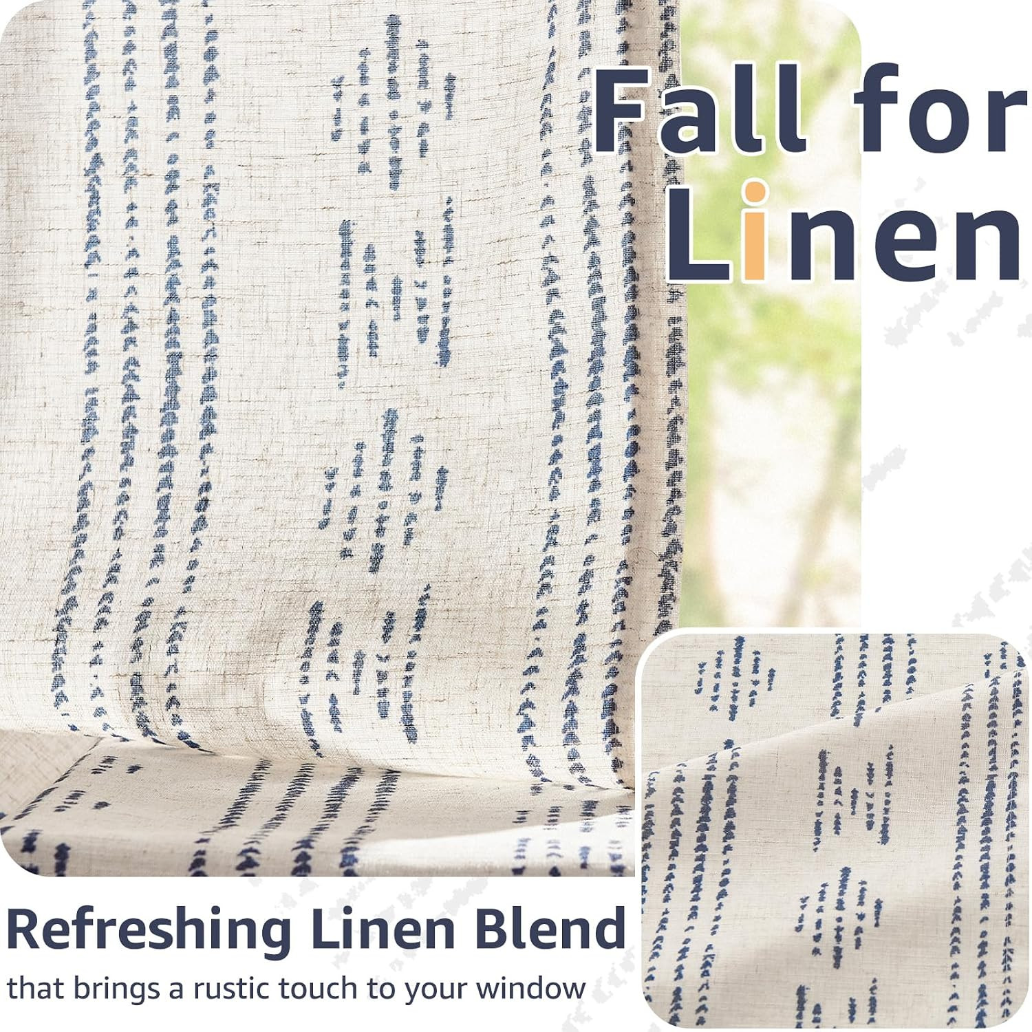 Jinchan Boho Kitchen Curtains Linen Tier Curtains 36 Inches Bohemian Cafe Small