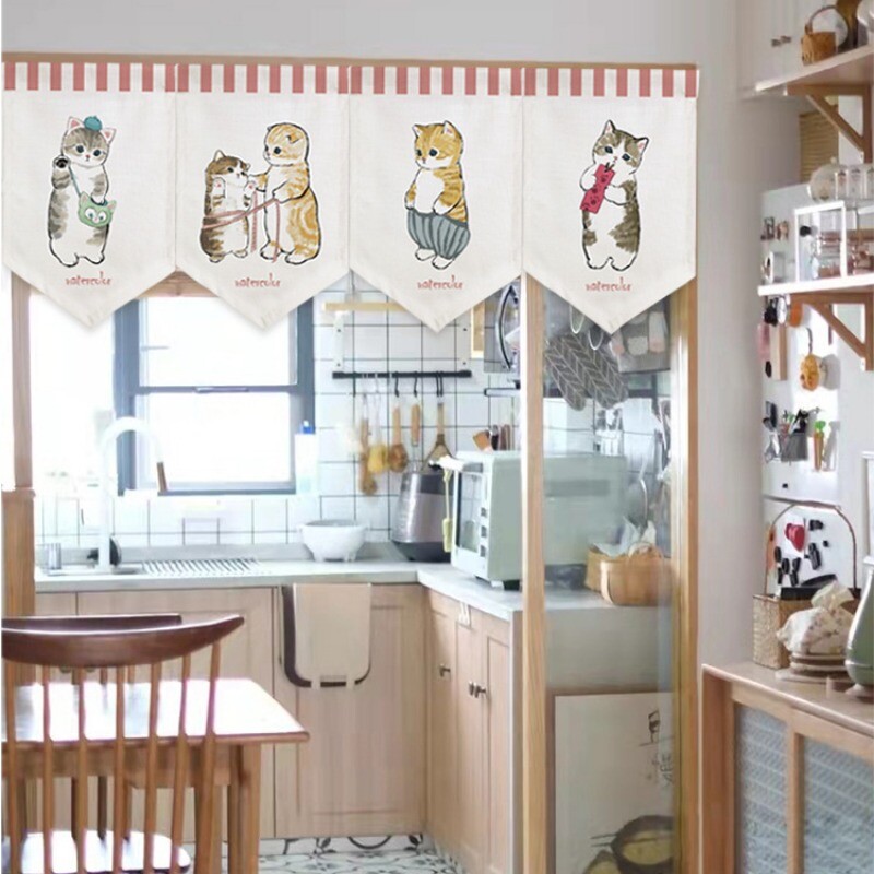 4x Japanese Cartoon Short Door Curtain Triangle Noren Valance Sushi Home Decor