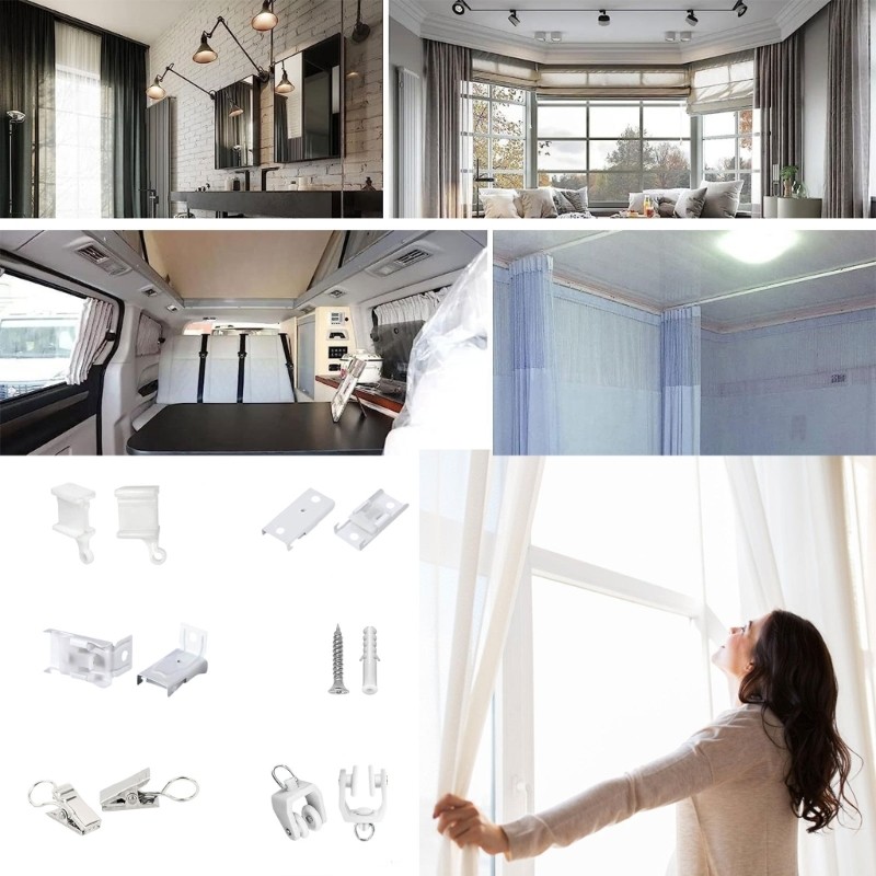 Adjustable Curtain Rail Assembly Bendable Curtain Rail Hardware Easy to Install