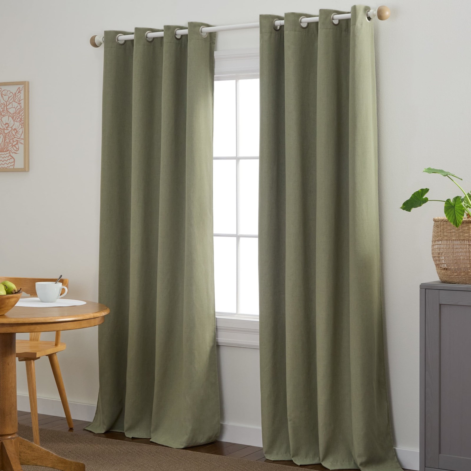 Bertram Solid Linen Texture Indoor Curtains Room Darkening W/ Energy Lining