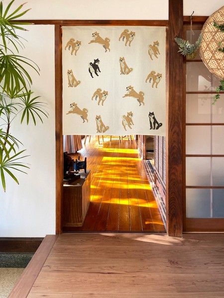 Noren Japanese door curtain 33.5×35.4 in polyester Shiba Inu All Over Japan