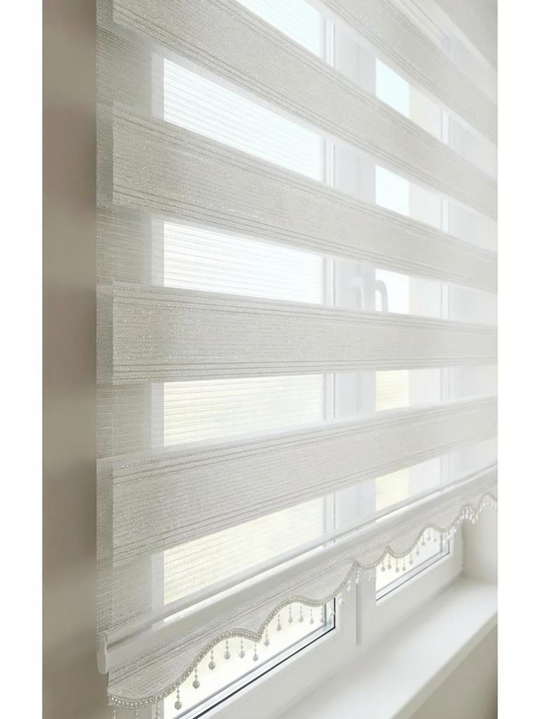 Plated Fabric Light Brown Zebra Roller Blinds Curtain For All Rooms, Light filte