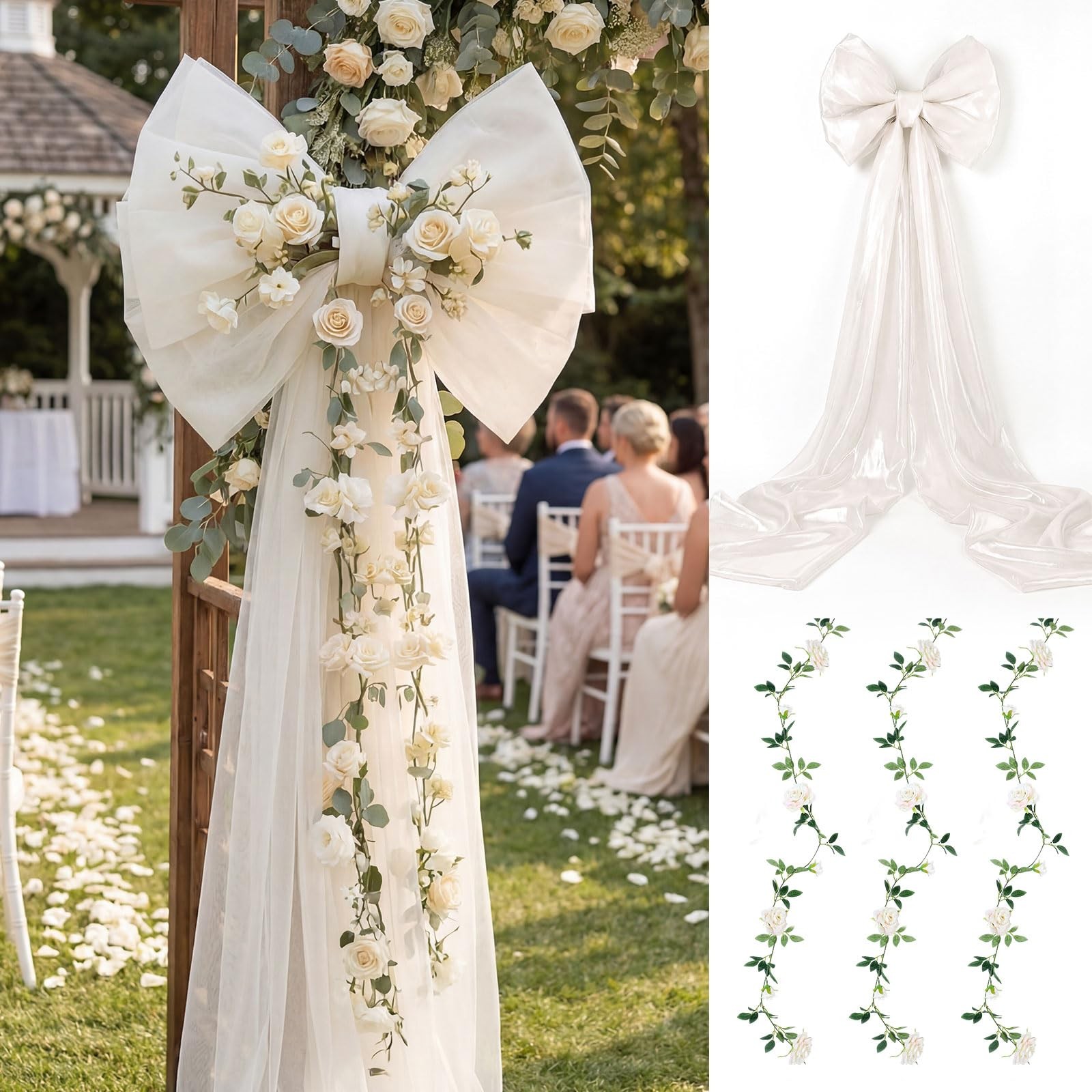 Wedding Giant Bow Decor Big Bow with Long Ribbons Room Wall Seasonal Decor fo…