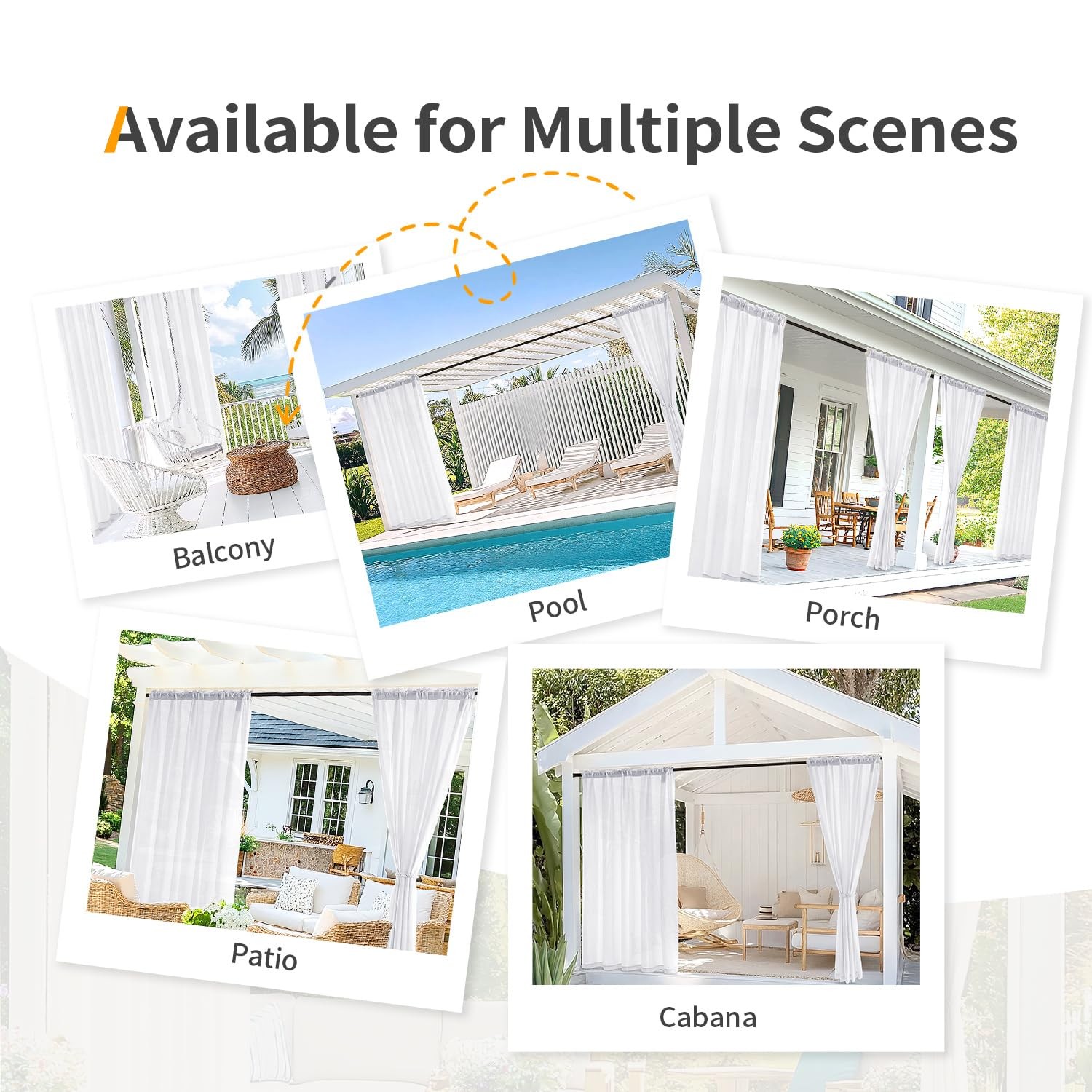 White Privacy Outdoor Curtains Waterproof Non-See-Through Semi Sheer 2 Panels…