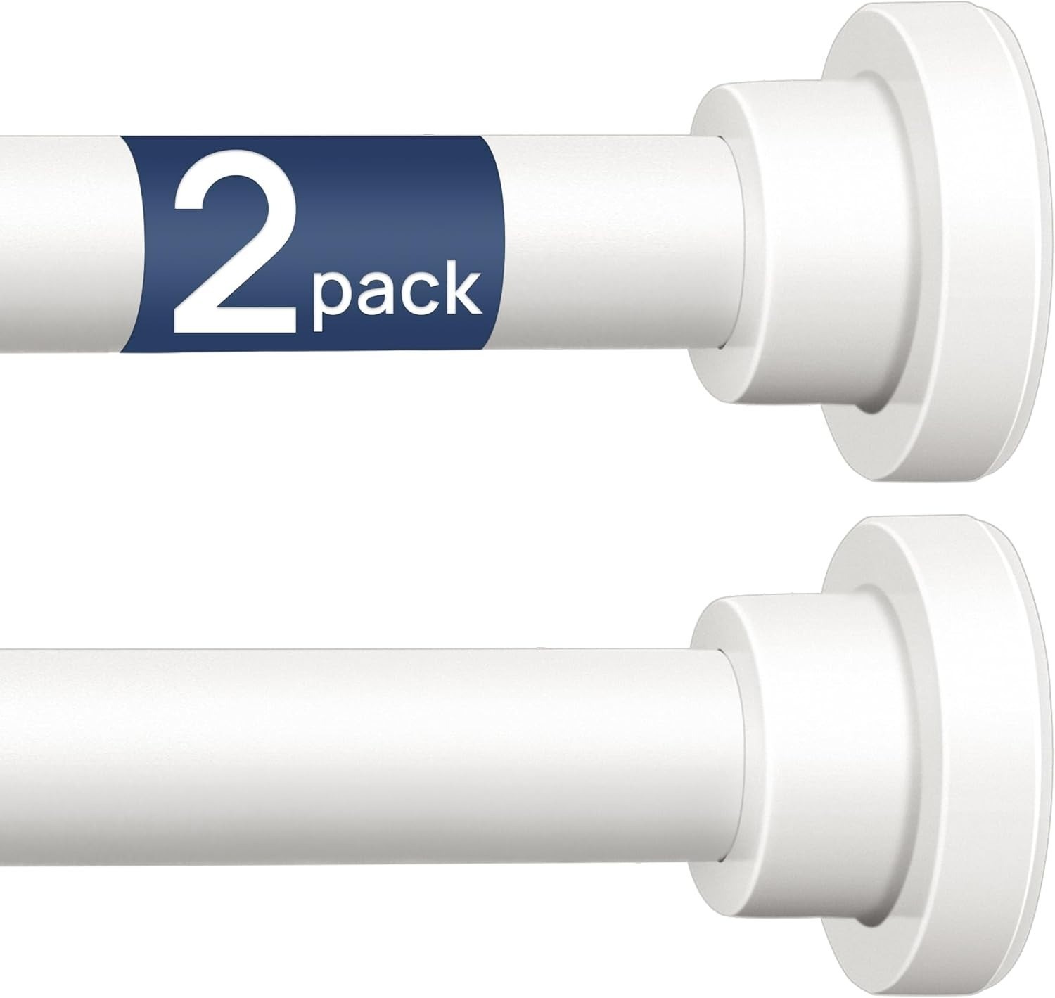 ENJOYBASICS Adjustable Spring Tension Curtain Rod 32 in to 66 in, 2 Pack, White