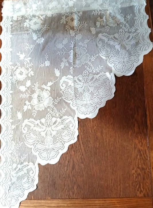 Two Unbranded Panels, Mint-green, Asymmetric, Sheer, Lacy Curtains, 24x 36 in.