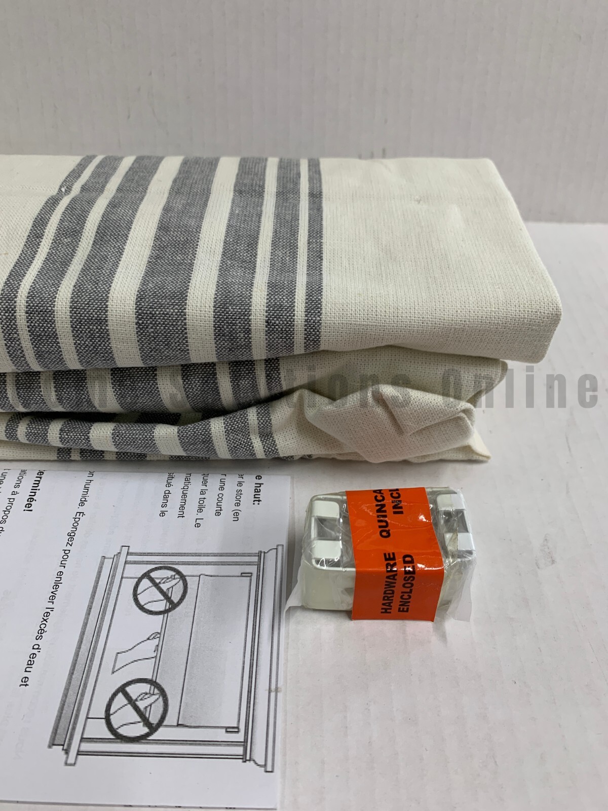 Pottery Barn Riviera Striped Roman Blackout Shade Charcoal 32″ x 64″ #1029