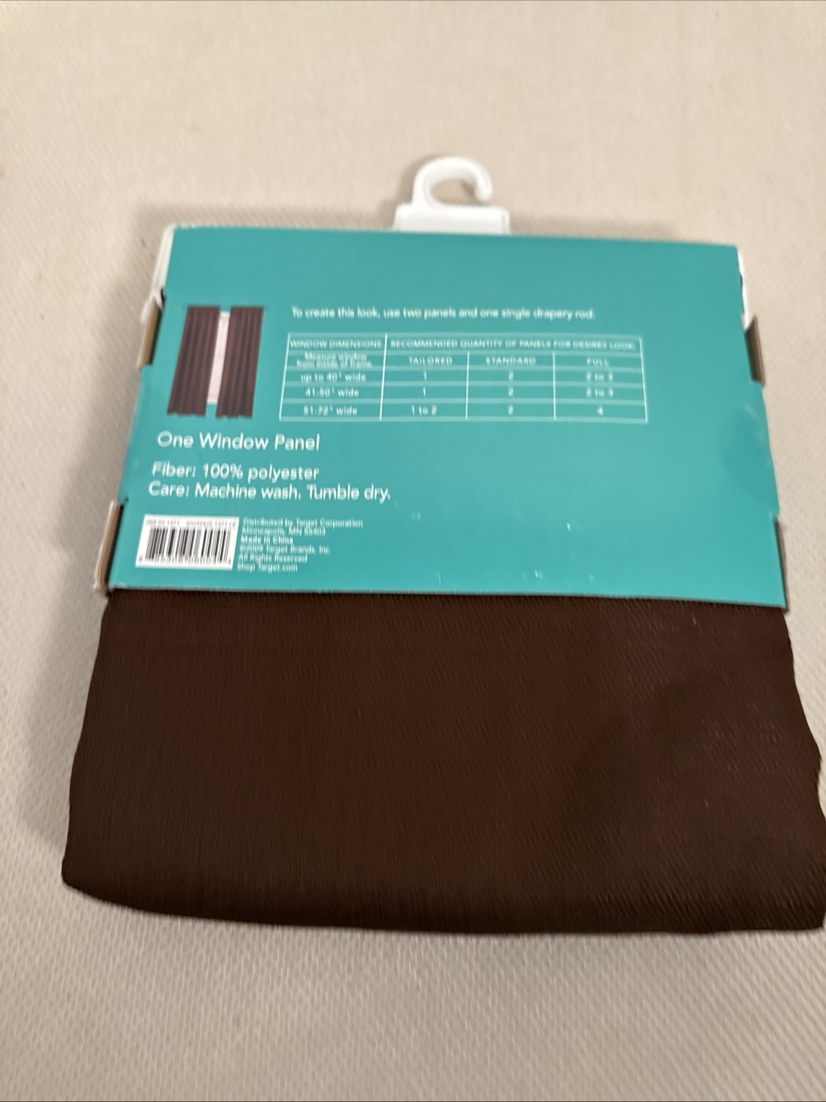 RE Room Essentials Style One Window Panel Curtain 40”X84”. Brown Textured Weave