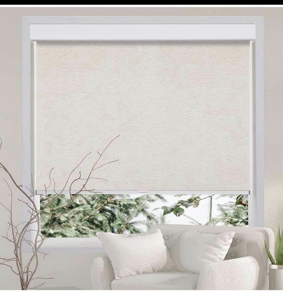 Cordless Roller Shades Light Filtering Roller Window Shades (30″W x 64″H) Cream