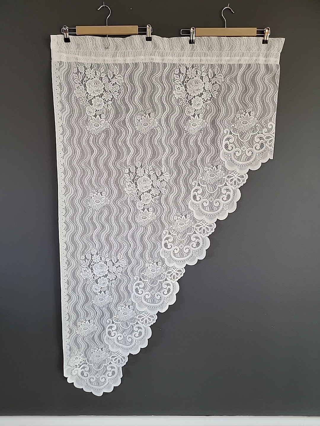 Sear Vintage ivory Tiers Curtains Pair Left and Right. Each Panel 35 W X 62 L