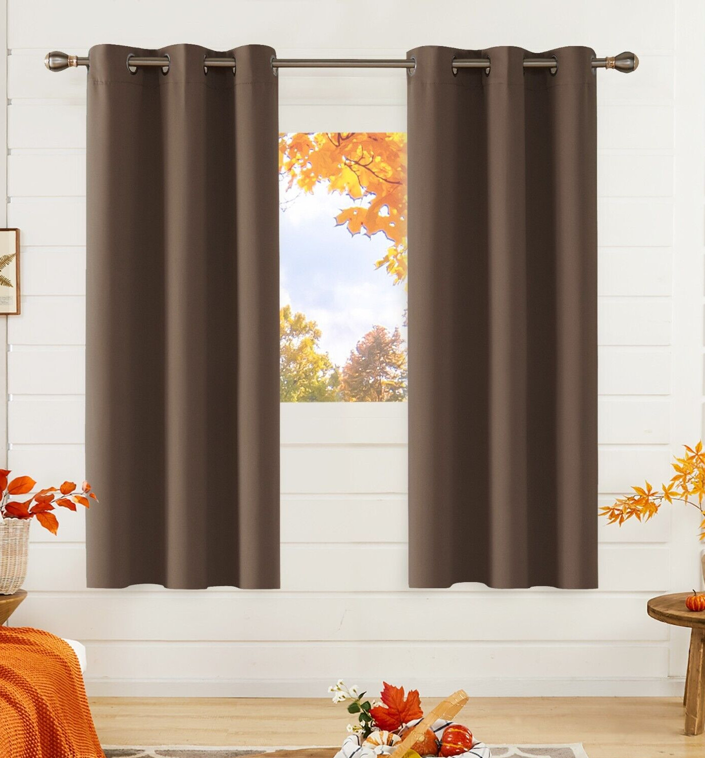 Deconovo Chocolate Brown Curtains 52 x 63 in With Grommets Free Shipping