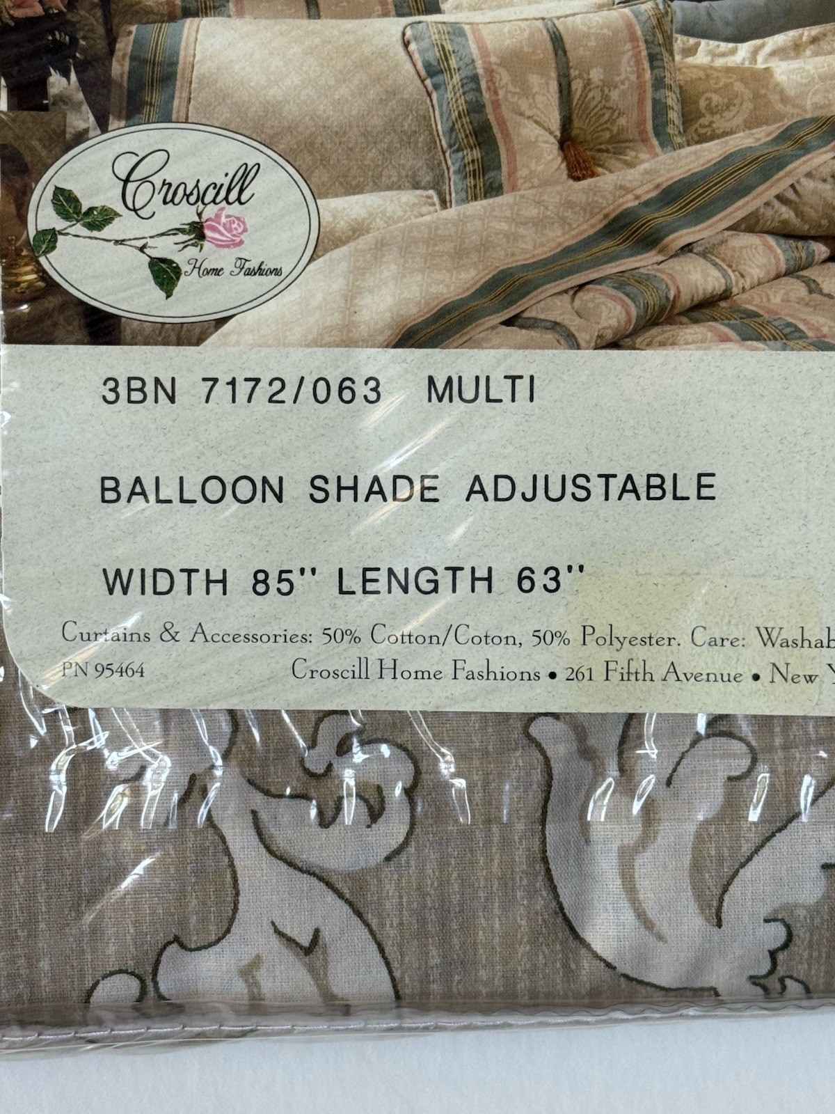 NEW Croscill BALLOON SHADE CURTAIN Panel *BELGRAVIA 85” X 63” Tan Traditional