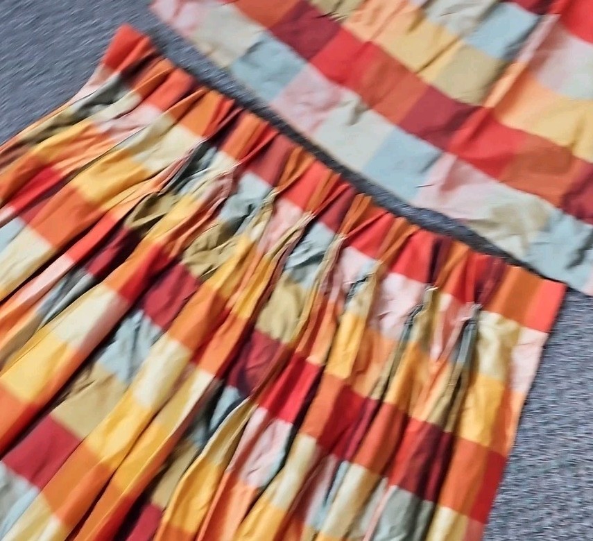 Beautiful Vintage Calico Curtain Panels Made In USA 99″ X 36″