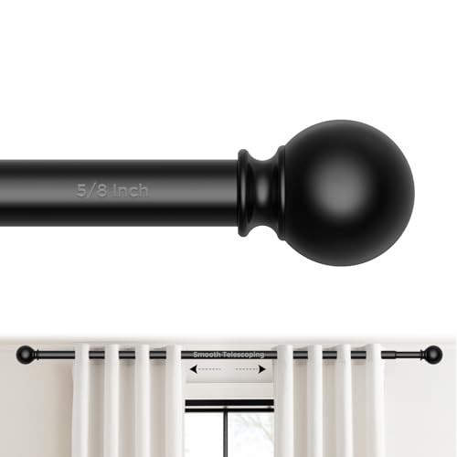 Curtain Rod for Windows 18-45 Inch, Black 5/8 Inch Small Window Treatment