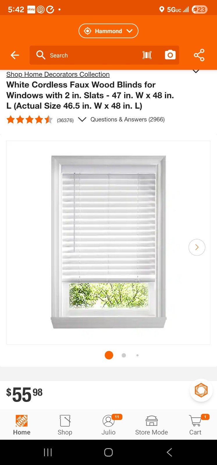 Home Decorators Collection Cordless Faux Wood Blinds 47×48 White 2in Slats