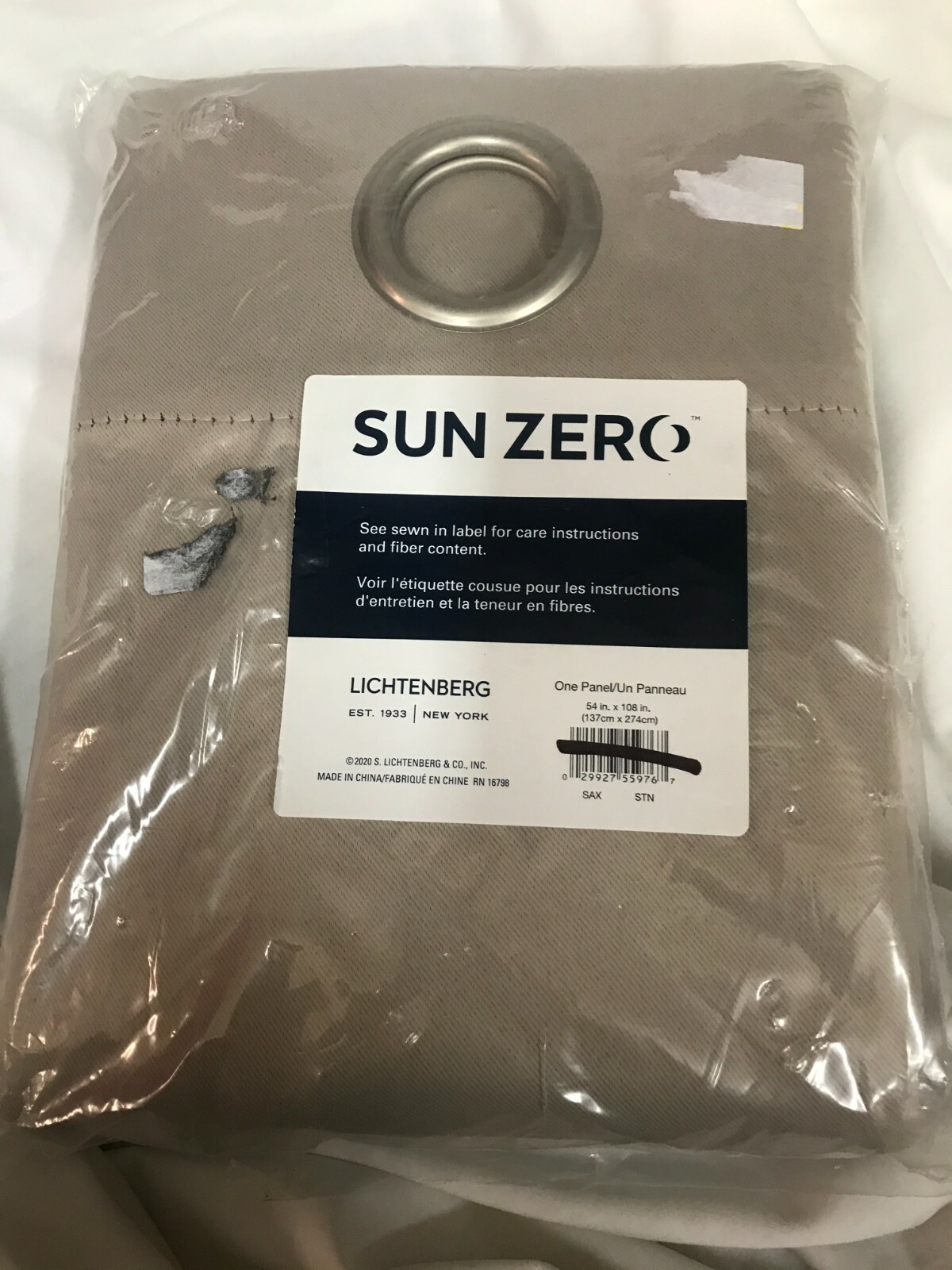 Sun Zero Easton Blackout Energy Efficient Grommet Curtain Panel 54″ x 108″ Stone