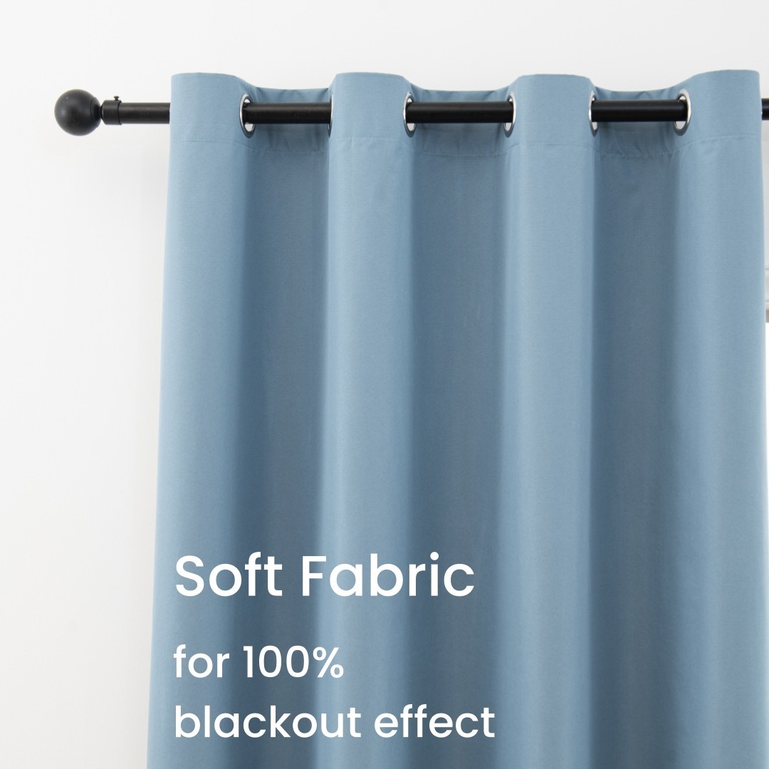 Pair of Blackout Curtains Set Eyelet Ring Top Ready Made Thick Thermal Curtain