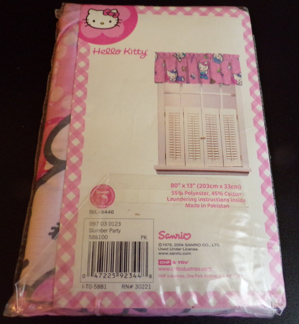 Hello Kitty Sanrio Home Collection Tailored Valance Slumber Party 80×13 2004 NIP