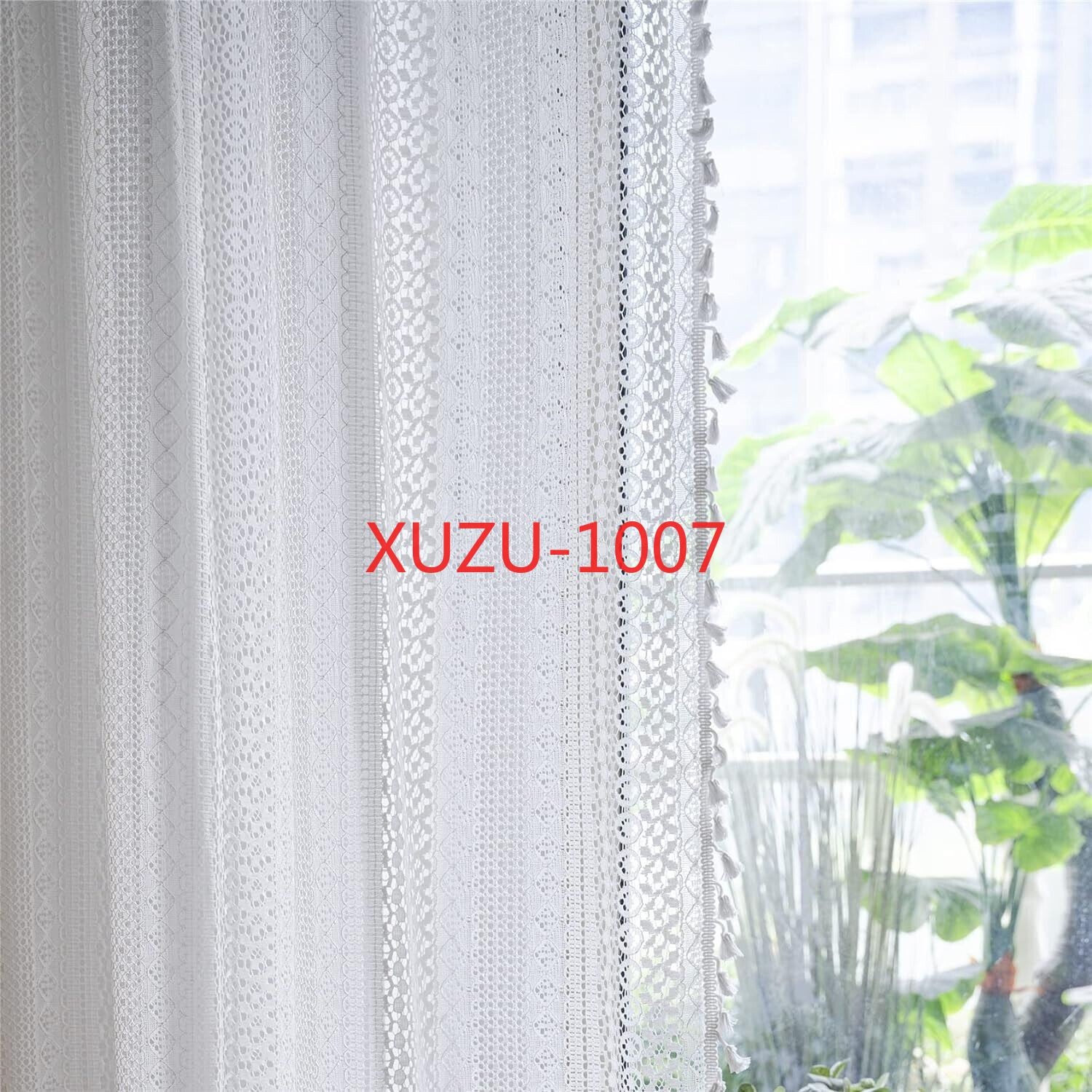 Crochet Lace Curtain Panels Window Drapes Bedroom Living Room Rod Pocket Rustic