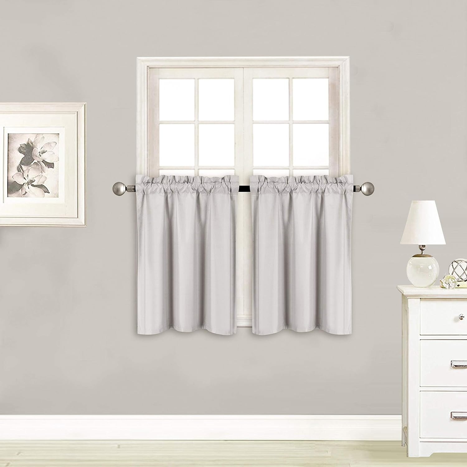 Elegant Home 2 Panels Tiers Small Window Treatment Curtain Insulated Blackout Dr