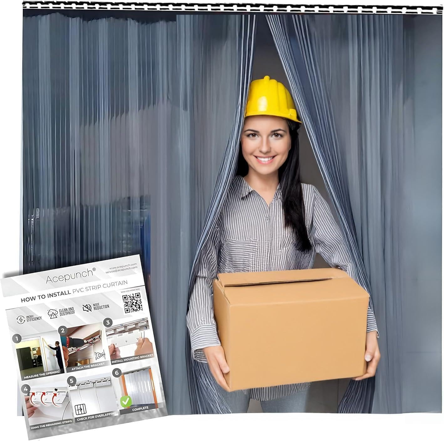 4×7 Ft Clear PVC Strip Curtain Kit Heavy Duty Door for Warehouse Freezer Garage
