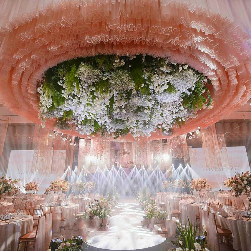 Tutu Ceiling Drapery Panels Wedding Sheer Gauze Long Ceiling Draping Hall Decor