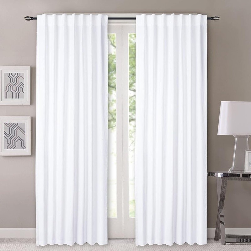 Elegant White Cotton Curtains Light Filtering Privacy 2 Panels Home Decor New
