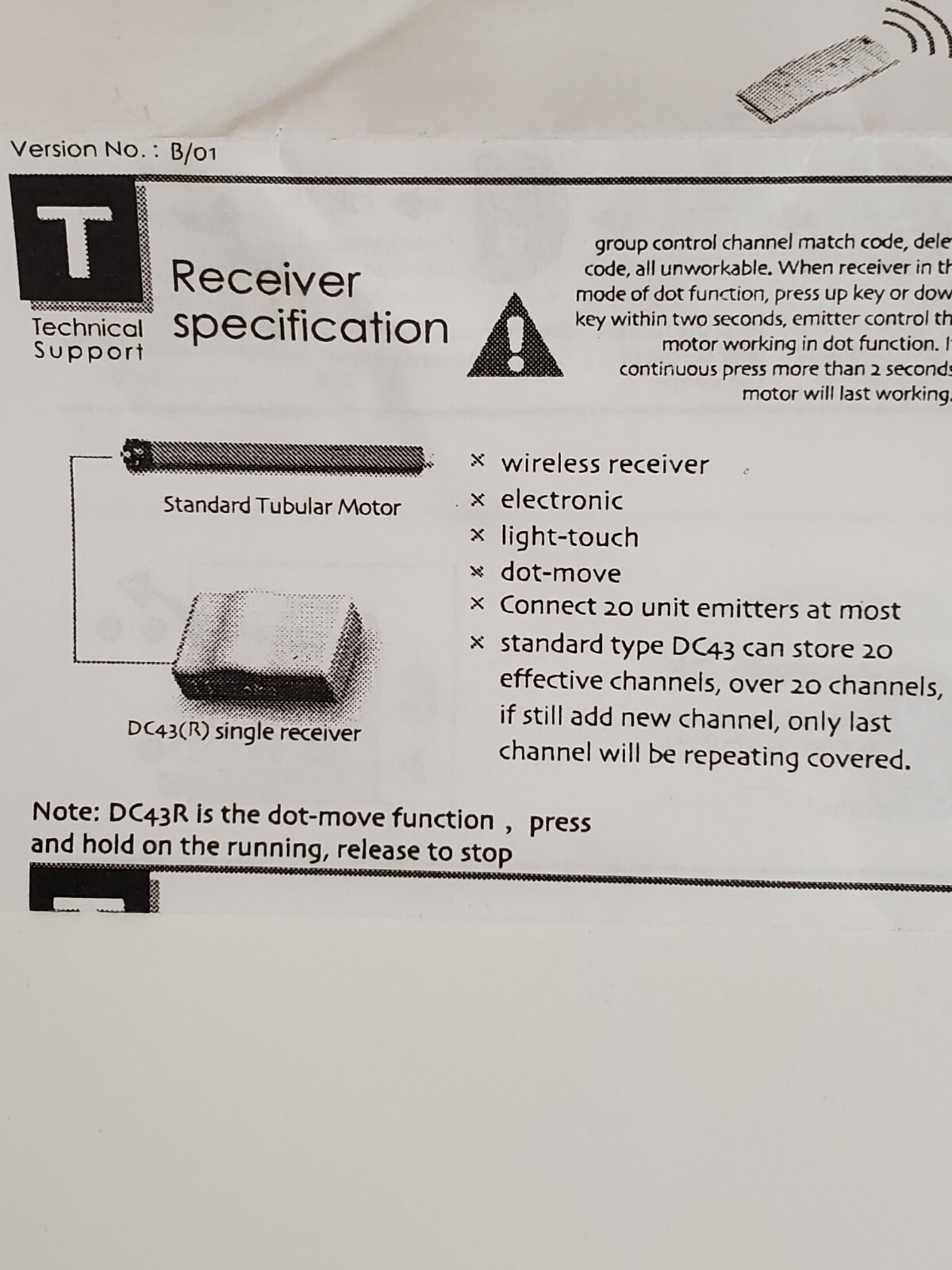 Wireless Receiver for Tubular Motor