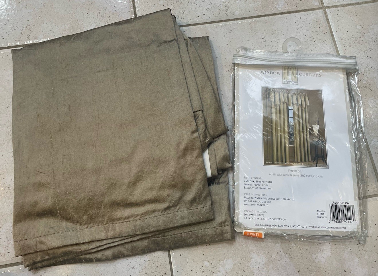 CHF & You Empire Silk Classic Lined Curtain Panel Gold 75% Silk 40×84 in