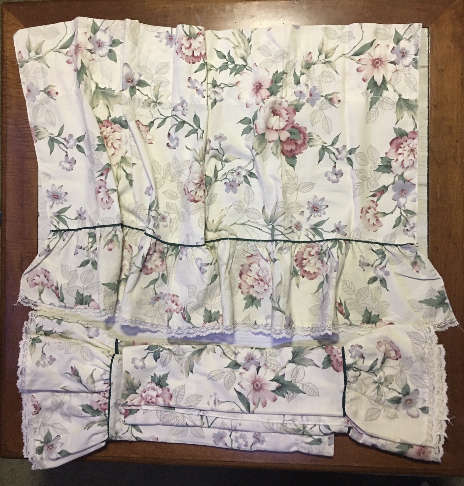 VTG Springmaid Valances Floral Lace Ruffle 44 x 23 Country Cottage Farmhouse USA