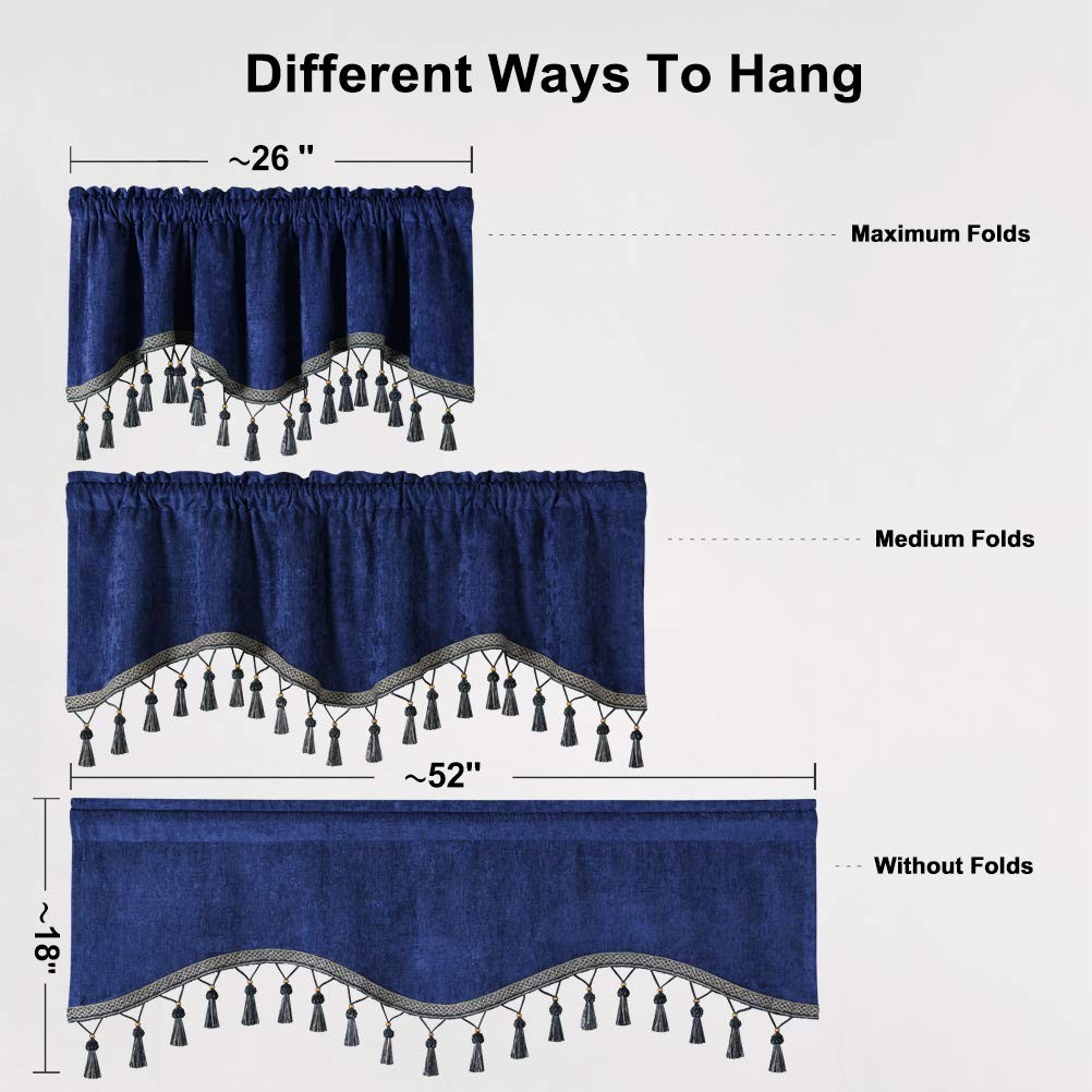 Elkca Double-Sided Chenille Window Curtains Tier For Kitchenrod Pocketroyal