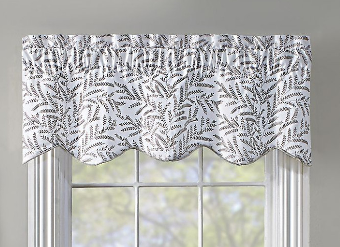 Fairview Embroidered Luxury Floral Window Valance in White and Silver 17 x 52 in
