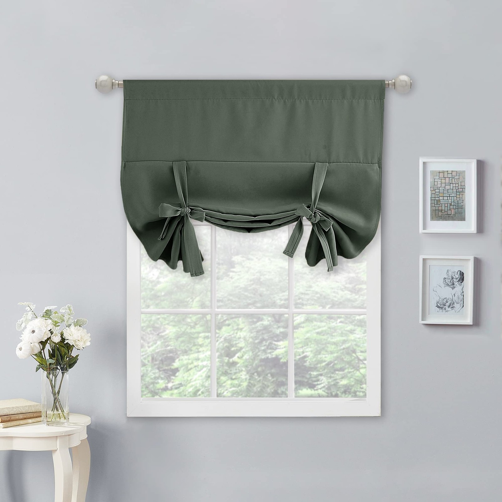 Dark Mallard Balloon Roman Curtains 45 Inches Long for Living Room