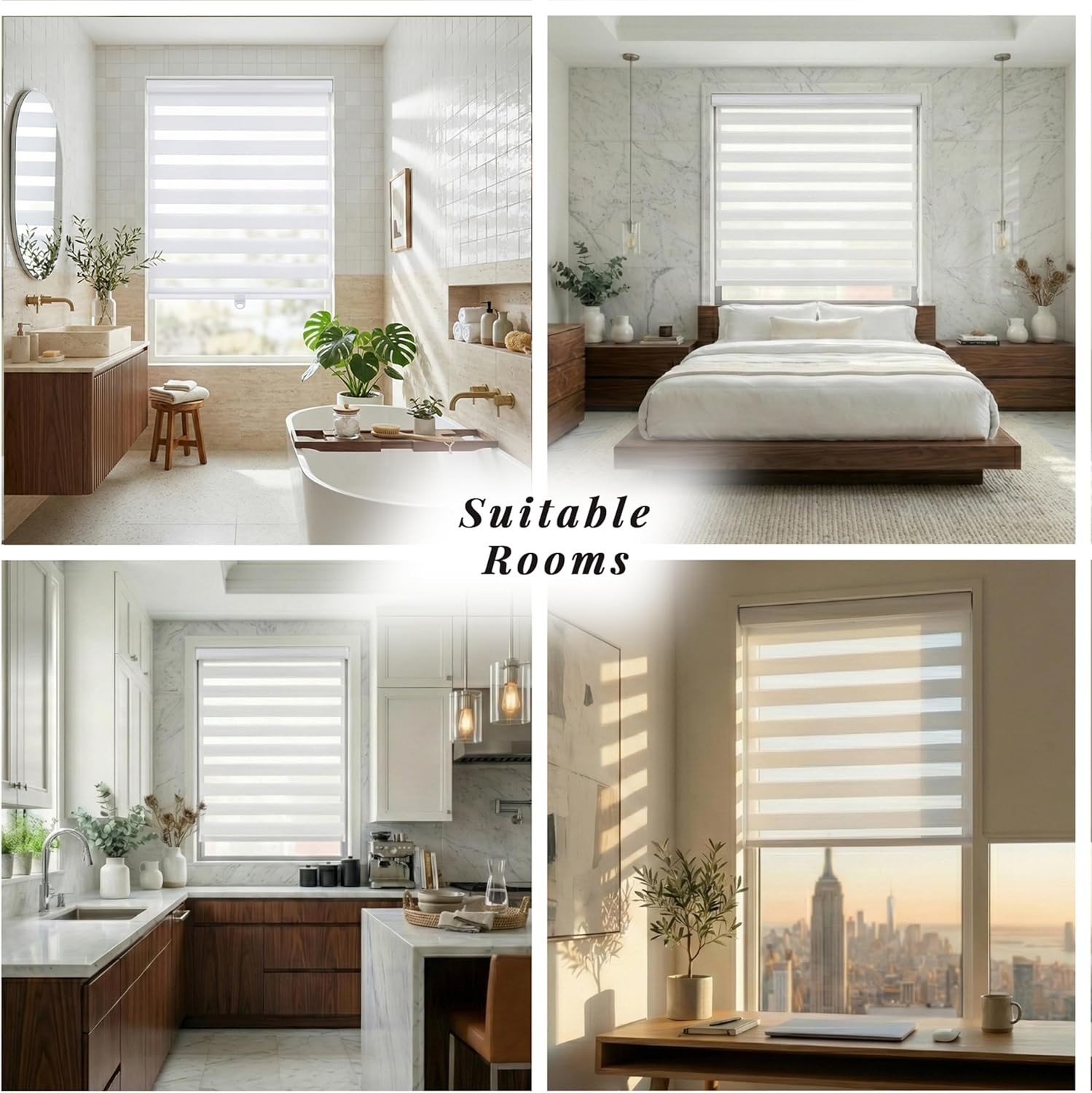 Cordless Zebra Blinds – Light Filtering Dual-Layer Window Shades for Privacy …