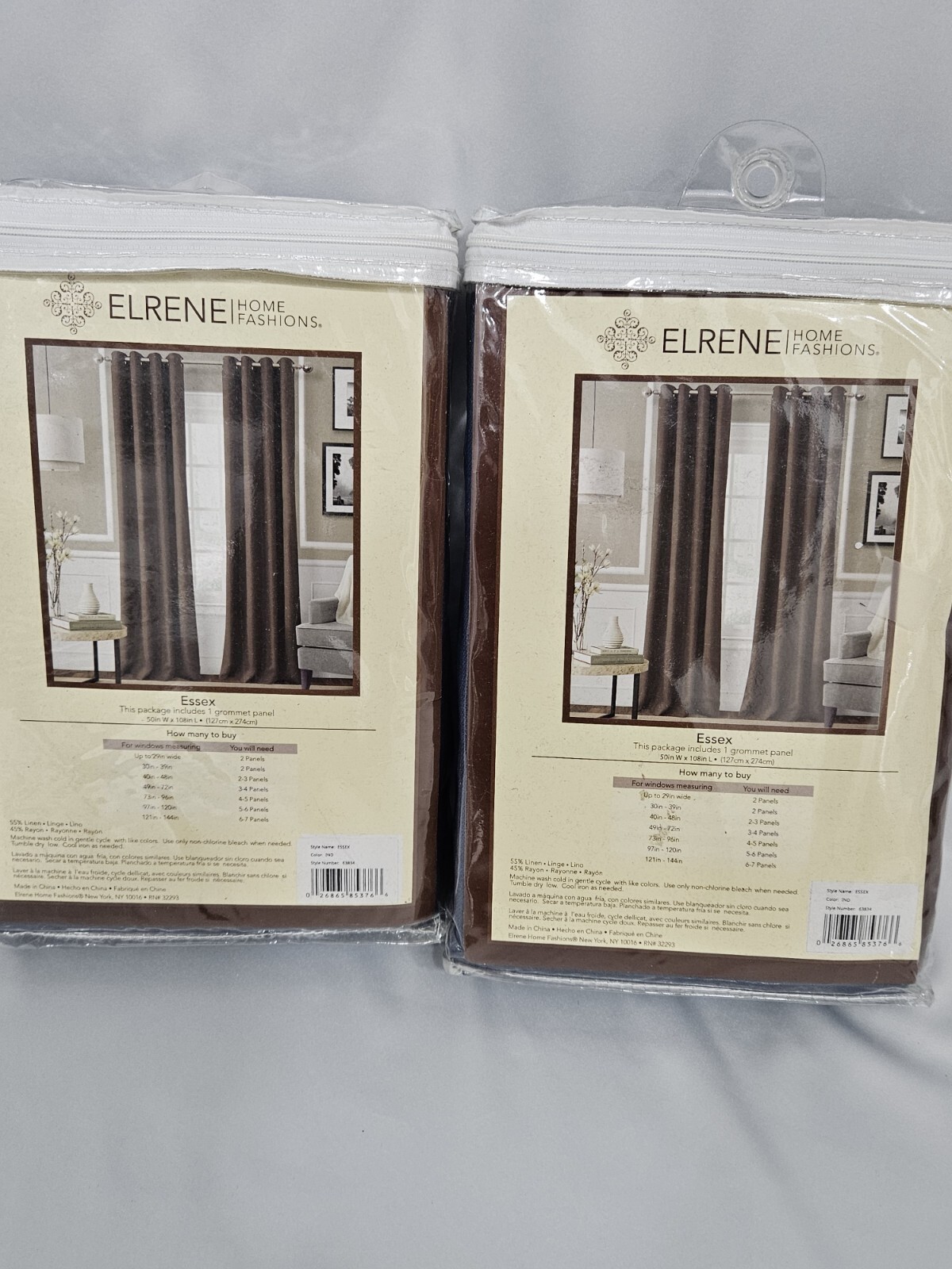 Elrene Essex Grommet Window Curtain Panel BLUE INDIGO 50 x 108 NEW