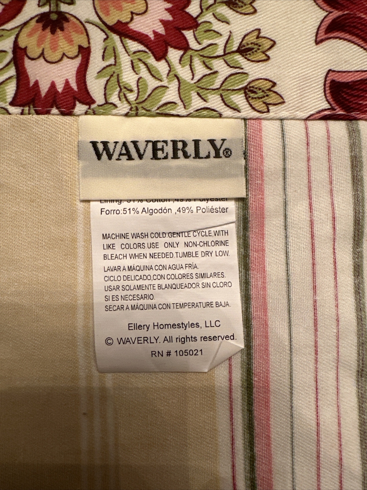 Waverly Valance Navarra Raspberry Floral Striped Tiered Rod Pocket 54”x 18.5”
